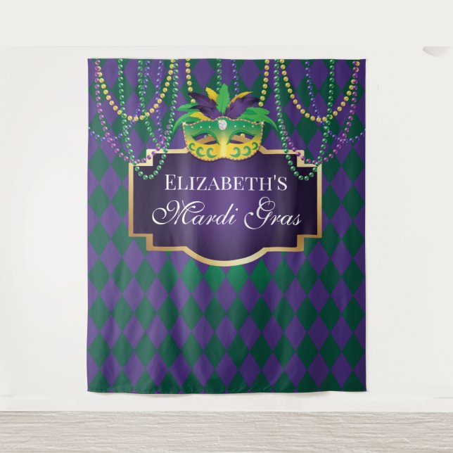 Tapiz Carnival Mardi Gras Backdrop banner party Wandteppich (Vorderseite)