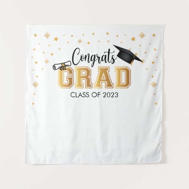 Tapiz Graduation backdrop banner Congrats GRAD Bac Wandteppich (Vorderseite)