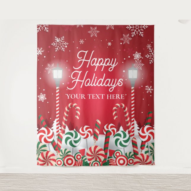 Tapiz Happy Holidays christmas banner backdrop  Wandteppich (Vorderseite)