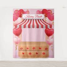 Tapiz Kissing Booth Valentine Day Love Backdrop