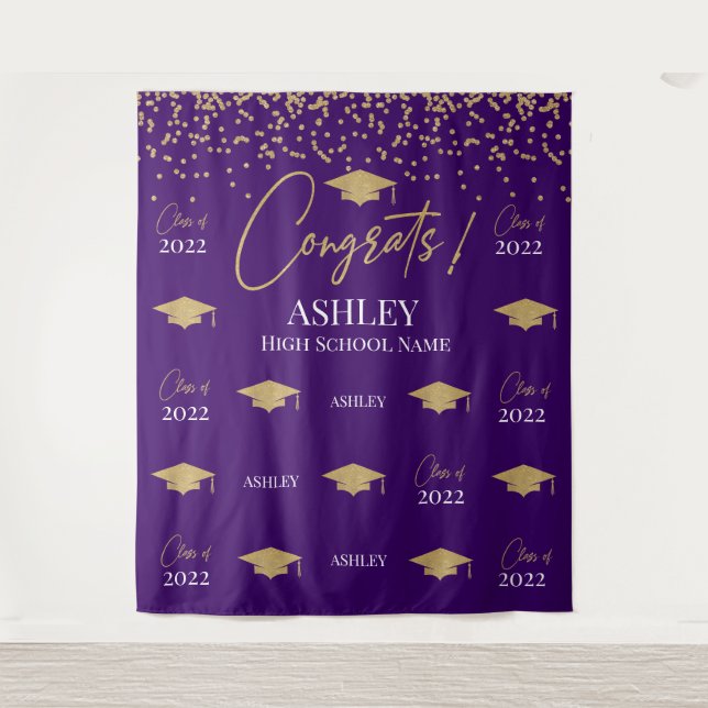 Tapiz Step and repeat Graduation Backdrop banner Wandteppich (Vorderseite)