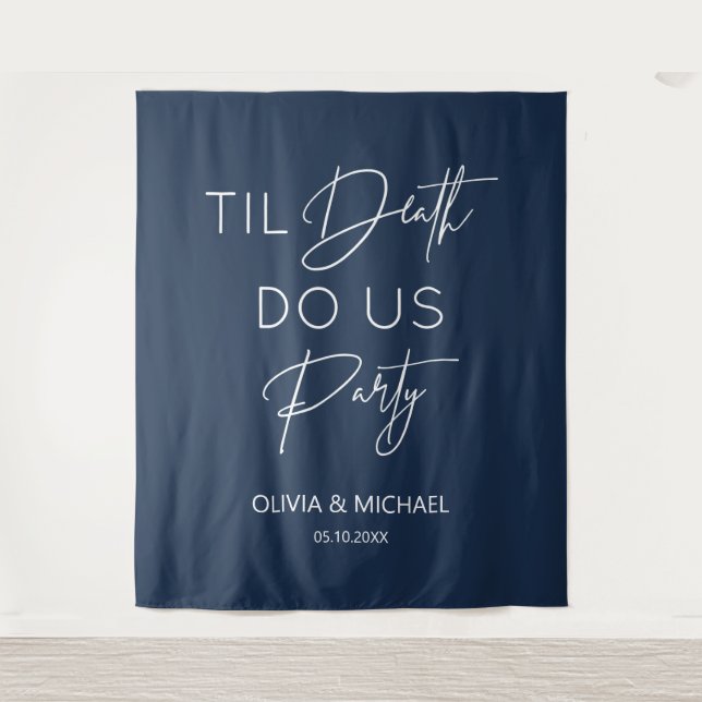 Tapiz Til death do us party wedding navy backdrop  Wandteppich (Vorderseite)
