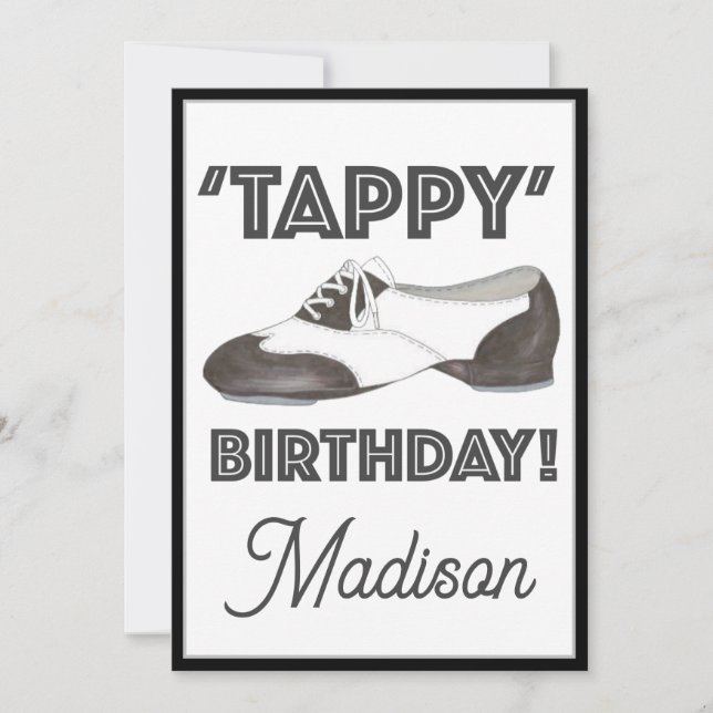 'Tappy' Happy Birthday Bday Stich Dance Shoe Party Einladung (Vorderseite)