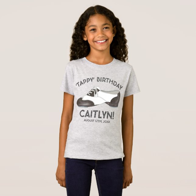 Tappy Happy Birthday Personalisiert Gestochen Danc T-Shirt (Vorne ganz)