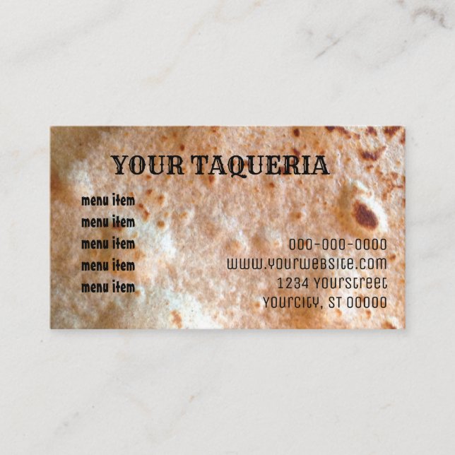 Taqueria Tortilla Visitenkarte (Vorderseite)