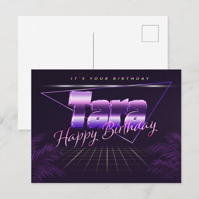 Tara Nom Prénom Date d'anniversaire de la carte po (Devant / Derrière)