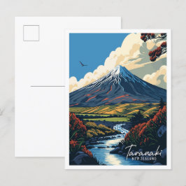 Taranaki Neuseeland Vintage Reise Illustration Postkarte