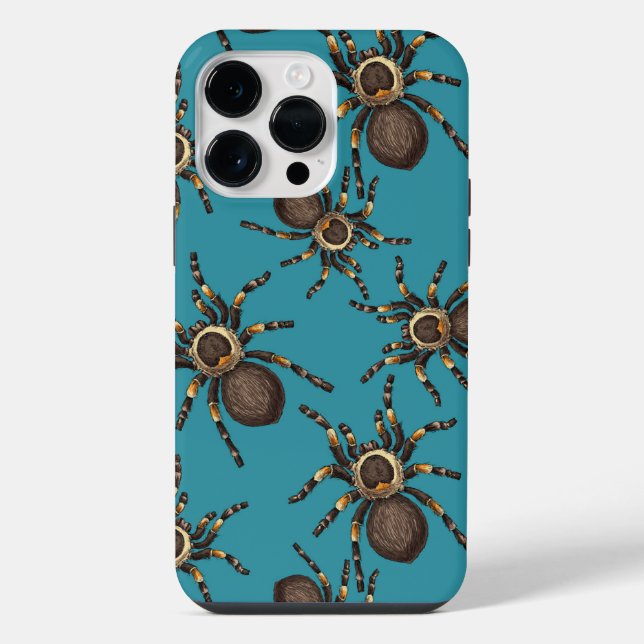 Tarantel auf blau iPhone 14 pro max  hülle (Rückseite)