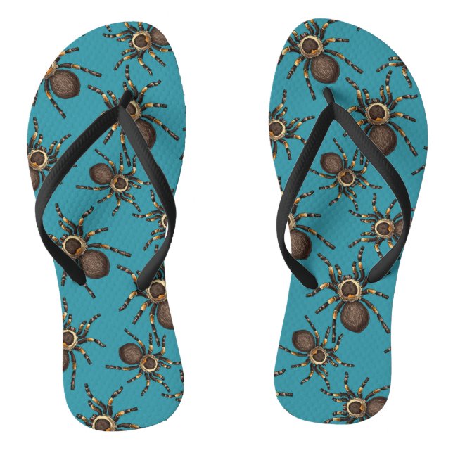 Tarantula auf blau flip flops (Fußbett)