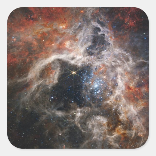 Tarantula Nebula James Webb Teleskop Nasa Sterne Quadratischer Aufkleber (Vorderseite)