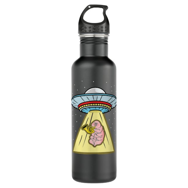Tardigrade Playing French Horn Ufo Abduction3 Edelstahlflasche (Vorderseite)