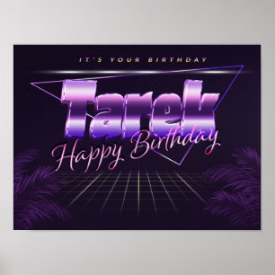 Tarek Name Vorname lila retro Pfingster Poster