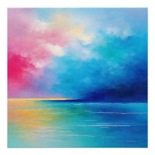 "Tarfarran" Pink und Blue Landschaft Seascape Poster