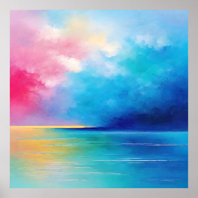 "Tarfarran" Pink und Blue Landschaft Seascape Poster (Vorne)