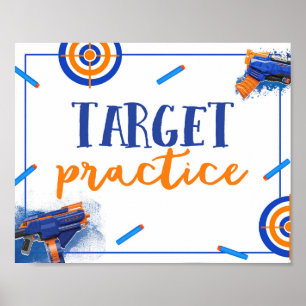Target Practice Sign   Dart Gun Party Poster