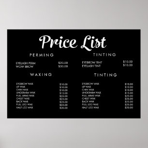 Tarif du service Menu Affiche imprimée sur mesure