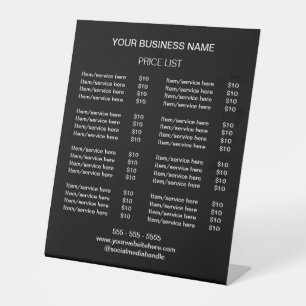 Tarif moderne Panneau Pedestal noir blanc