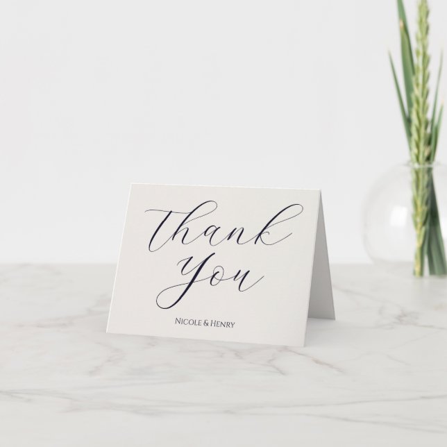 Tarjeta de Agradecimiento Boda Caligrafía y Foto  Dankeskarte (Vorderseite)