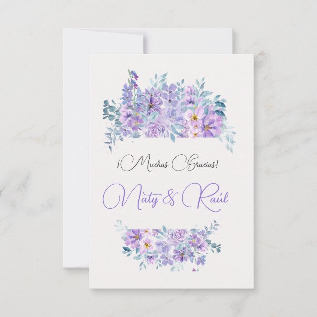 Tarjeta De Agradecimiento Boda tonos lila  Dankeskarte (Vorderseite)