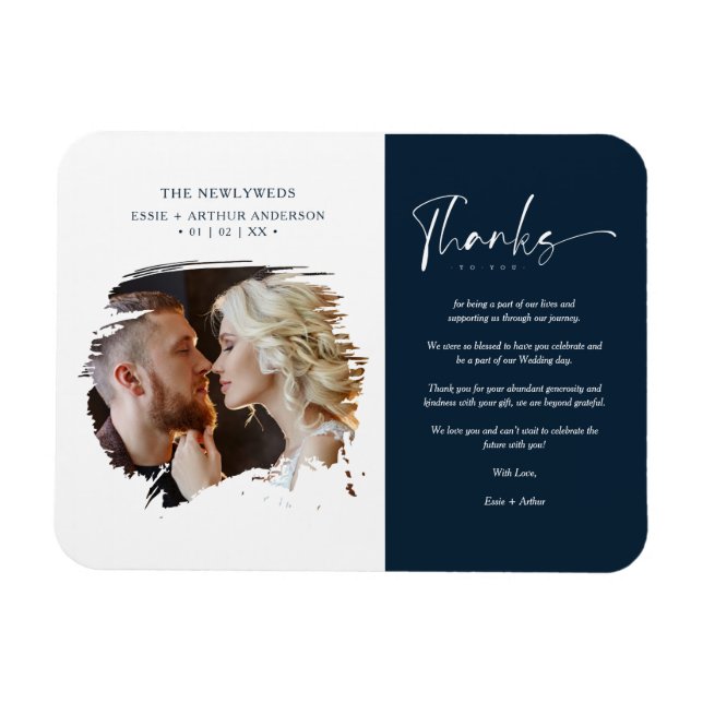 Tarjeta De Agradecimiento Modernes Brushstoke Foto Magnet (Horizontal)