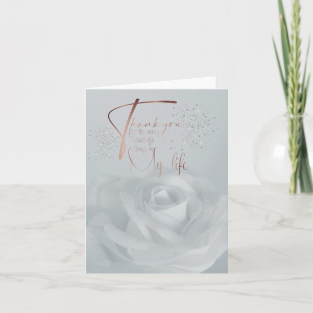 Tarjeta de agradecimiento plegada con rosa blanca dankeskarte (Vorderseite)