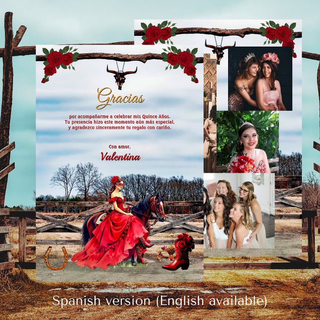 Tarjeta de agradecimiento Rancho con 4 fotos Dankeskarte (Tarjeta de agradecimiento Rancho con 4 fotos Thank You Card)