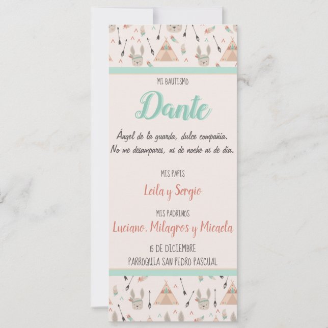 Tarjeta de Bautizo, Nacimiento Feiertagskarte (Vorderseite)