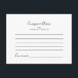 Tarjeta de Consejos y Deseos Boda Minimalista Postkarte<br><div class="desc">Esta tarjeta de consejos y deseos boda minimalista es perfecta para una boda Española moderna. Estas tarjetas son perfectas para una boda, una ducha de novia, una ducha de bebé, una fiesta de graduación y más. Personalice las tarjetas con los nombres de la novia y el novio, los futuros padres...</div>
