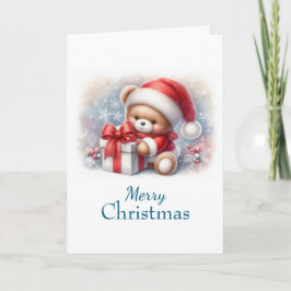 Tarjeta de Navidad con imagen de osito y regalos Karte