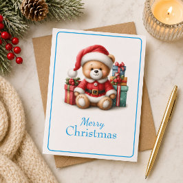 Tarjeta de Navidad con imagen de osito y regalos Karte