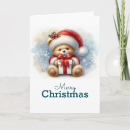 Tarjeta de Navidad con imagen de osito y regalos Karte