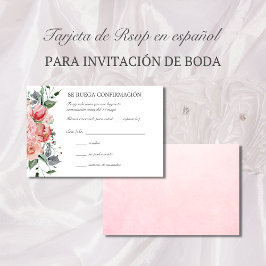 Tarjeta de UAWG de boda rosa elegante Spanische UA RSVP Karte