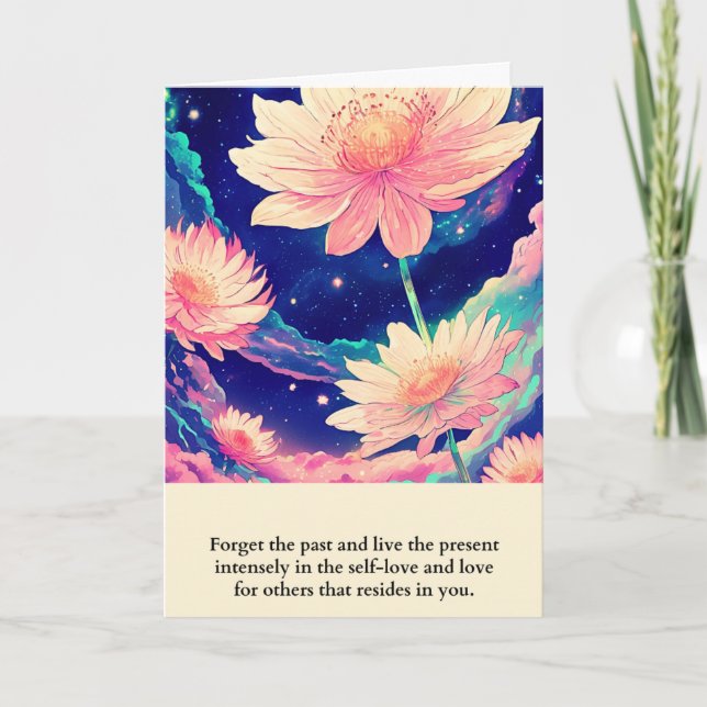 Tarjeta flowers message happy birthday karte (Vorderseite)