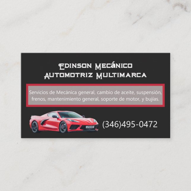 Tarjeta Negocios Mecánico Business Card Visitenkarte (Vorderseite)