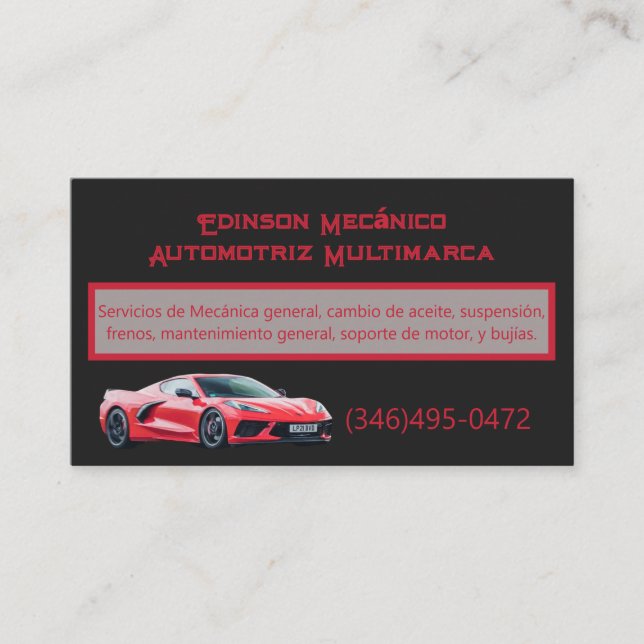 Tarjeta Negocios Mecánico Carte de visite (Devant)