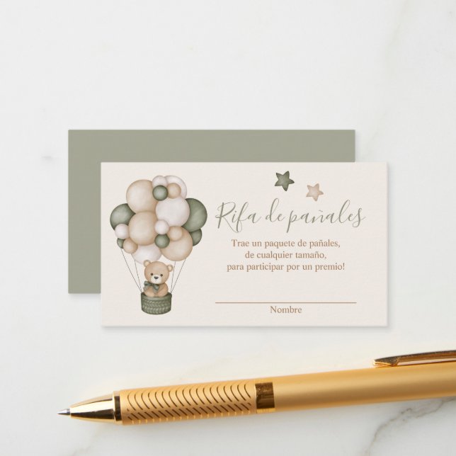 Tarjeta para Rifa de pañales Begleitkarte (Vorderseite/Rückseite Beispiel)