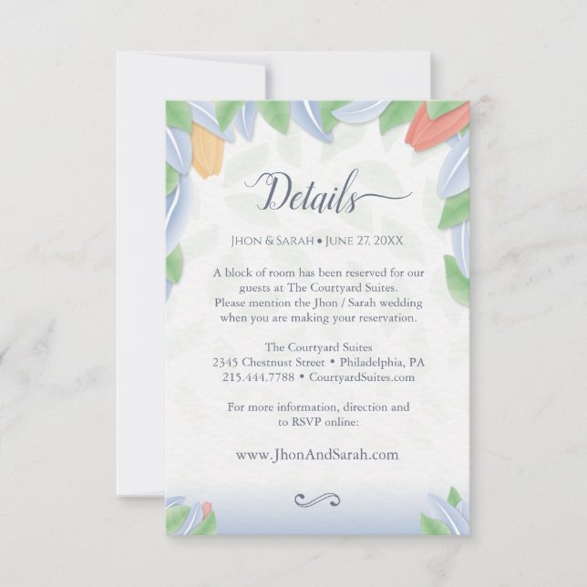 Tarjeta Pequeña Wedding Details - Vectorial Tulip Mitteilungskarte (Vorderseite)