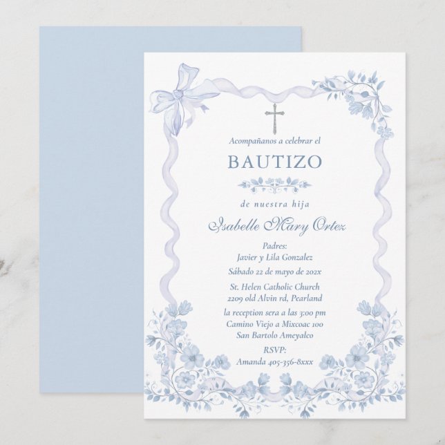 Tarjeta Personalizada Bautizo Niña Einladung (Vorne/Hinten)