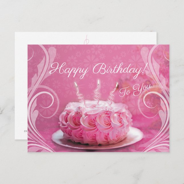 Tarjeta postal - Pastel de cumpleaños Postkarte (Vorne/Hinten)