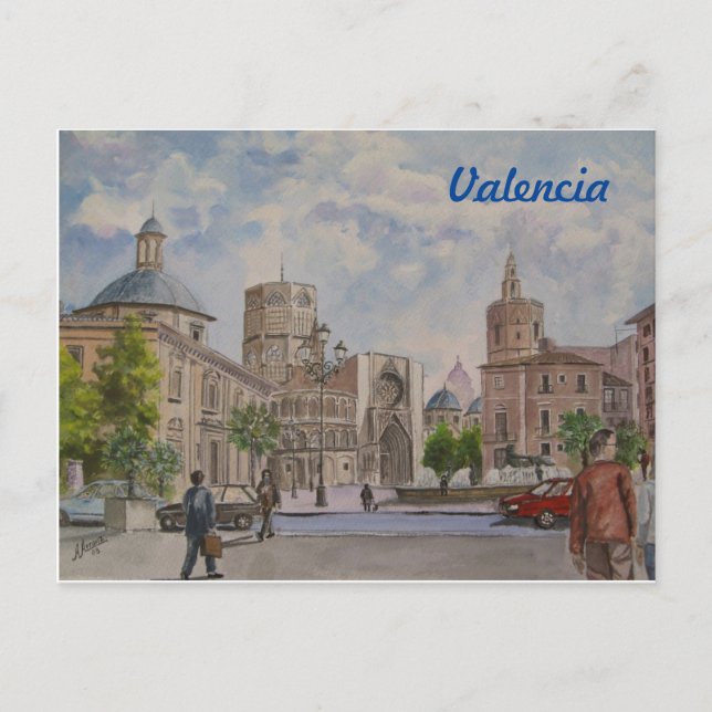 Tarjeta postal, Valencia, Plaza de la Virgen Postkarte (Vorderseite)