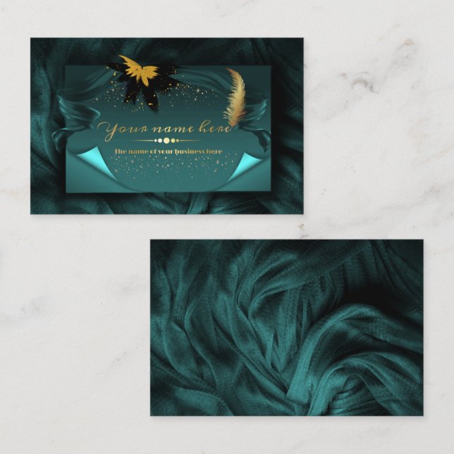 tarjeta  turquesa con dorado personalizada visitenkarte (Vorne/Hinten)