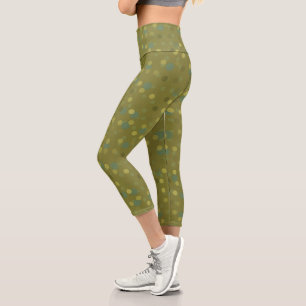Tarn-grüne und blaugrüne Polka-Punkte Capri Leggings