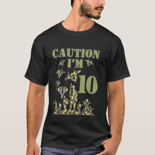 Tarnanzug Zehn Geburtstagsjunge Militär 10. Party  T-Shirt
