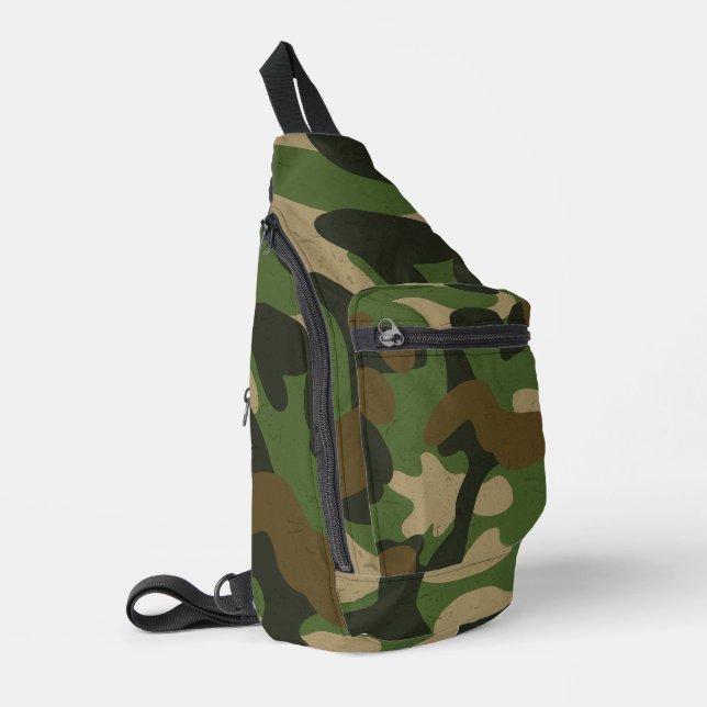 Tarnfarbe Grün Crossbody Bag (Linke Seite)