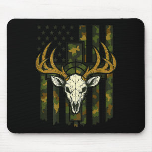 Tarnfarbenes Amerikanisches Flagge-Elch-Schädel-Hi Mousepad