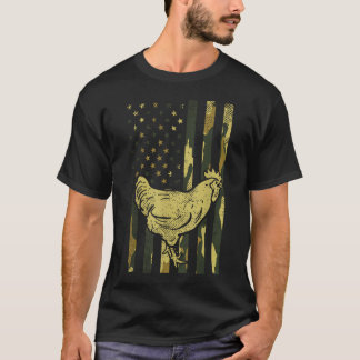 Tarnflagge Huhn Militär Bauernhof Tier Patriotisch T-Shirt