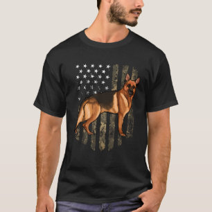 Tarnmuster Amerikanische Flagge Deutscher Schäferh T-Shirt
