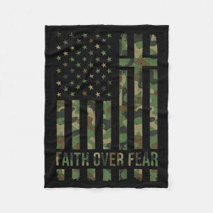 Tarnmuster Amerikanische Flagge Glaube Über Angst Fleecedecke