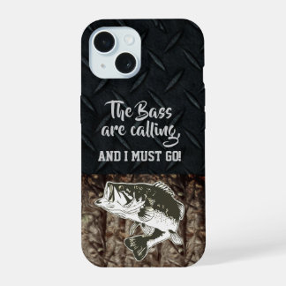 Tarnmuster-Bass-Angler-Männer-Diamant-Platte-Zitat iPhone 15 Hülle