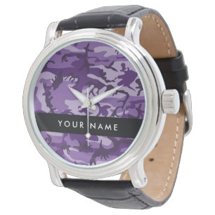 Tarnmuster in Lila - Namen personalisieren Armbanduhr